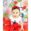 White Baby Pettitop Red Rosettes Beetle Print & Red Bow Ballet Tutu & Beetle Headband NG1775